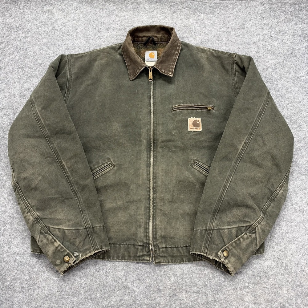 Vintage Carhartt J97 MOS Detroit Jacket Mens XL Green Canvas Blanket Lined USA